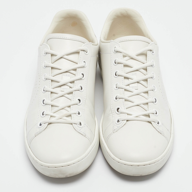 Pre Owned Gucci White Perforated Interlocking G Leather Ace Sneakers Size 36