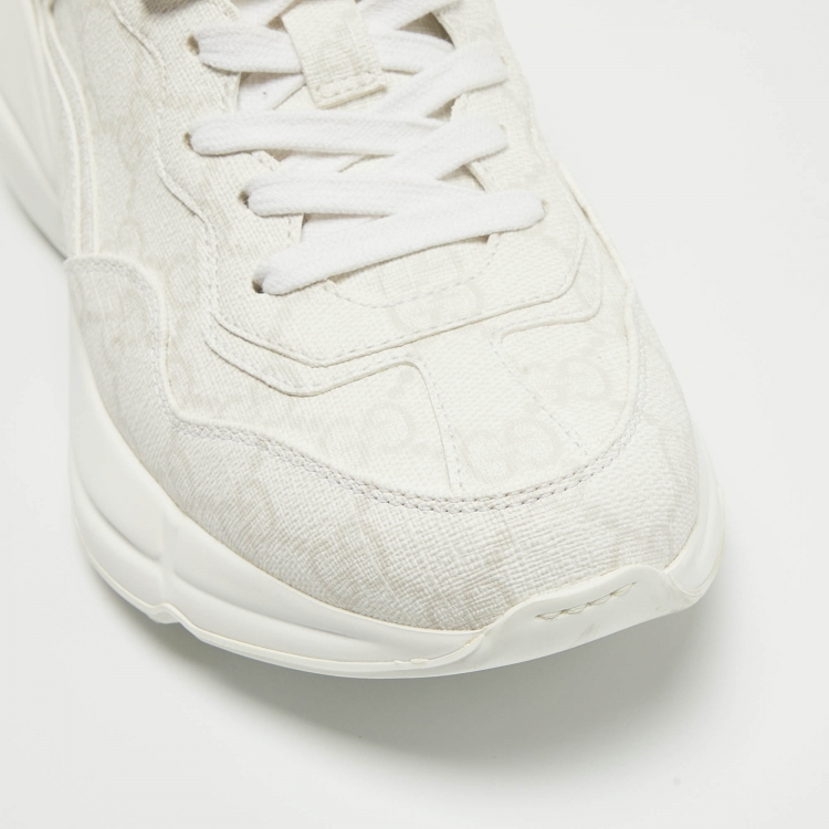 Pre Owned Gucci White GG Supreme Canvas Rhyton Sneakers Size 36