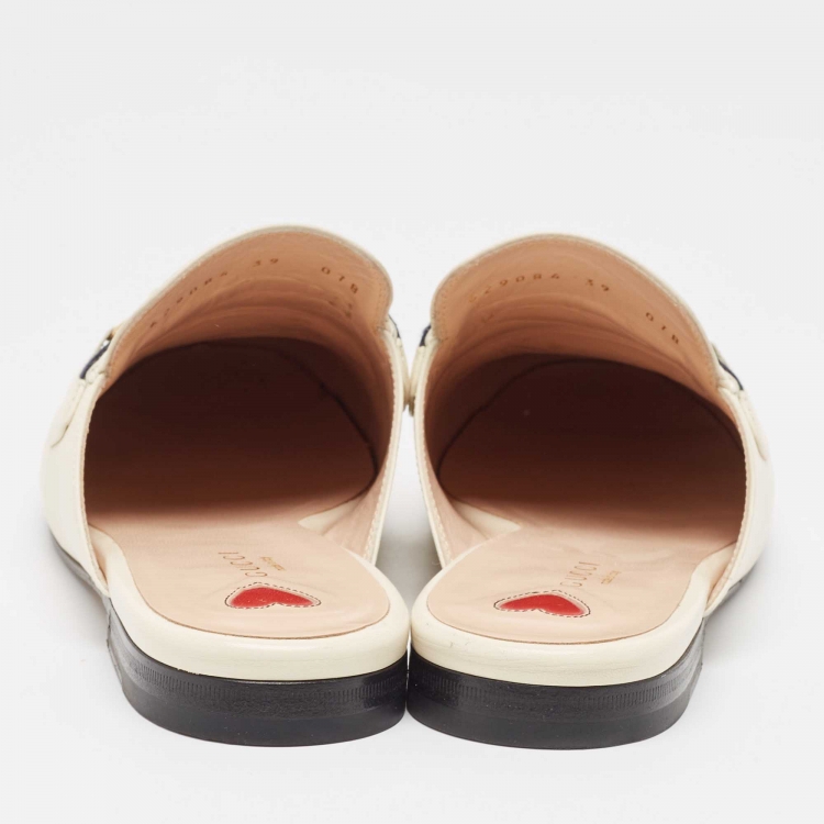Pre Owned Gucci Cream Leather  Princetown Mules Size 39