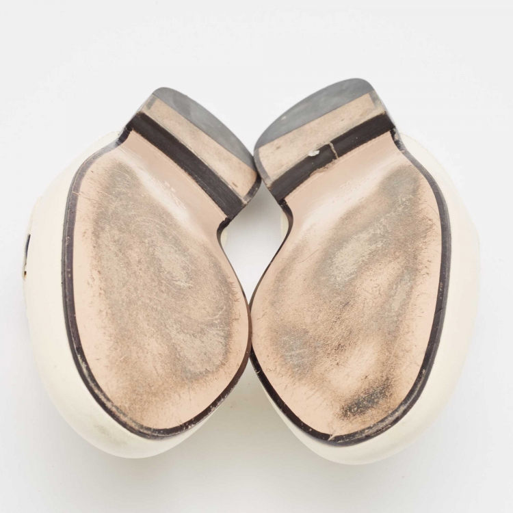 Pre Owned Gucci Cream Leather  Princetown Mules Size 39