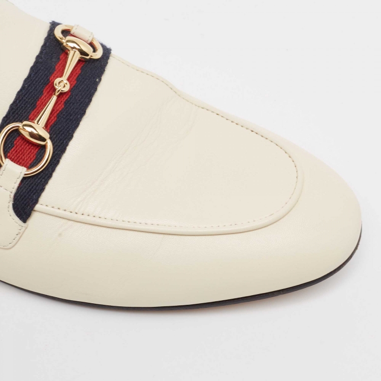 Pre Owned Gucci Cream Leather  Princetown Mules Size 39