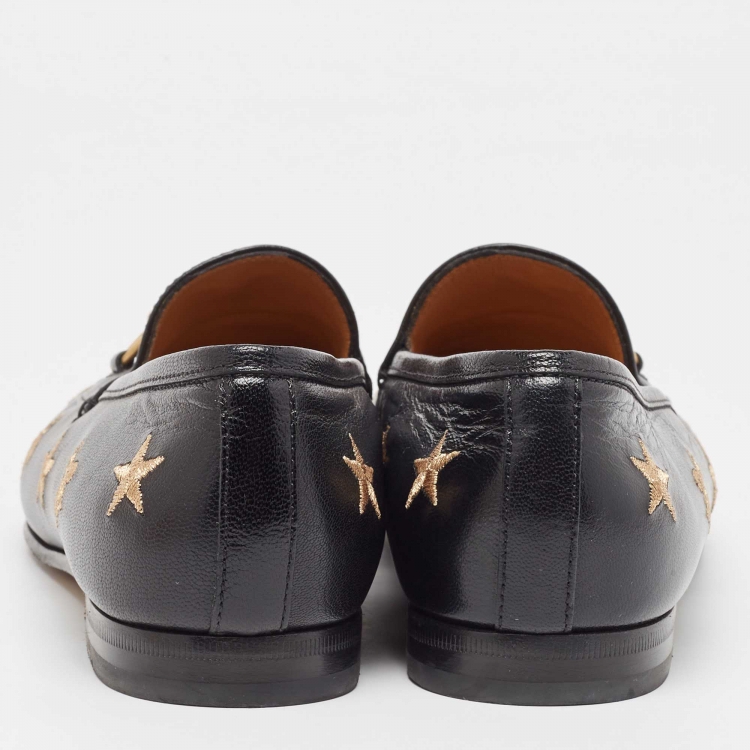 Pre Owned Gucci Black Leather Jordaan Loafers Size 39