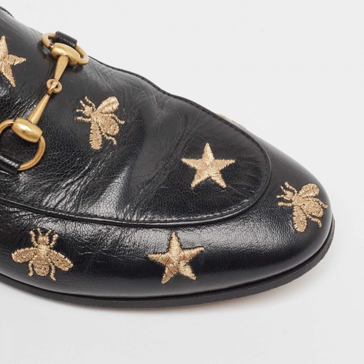 Pre Owned Gucci Black Leather Jordaan Loafers Size 39