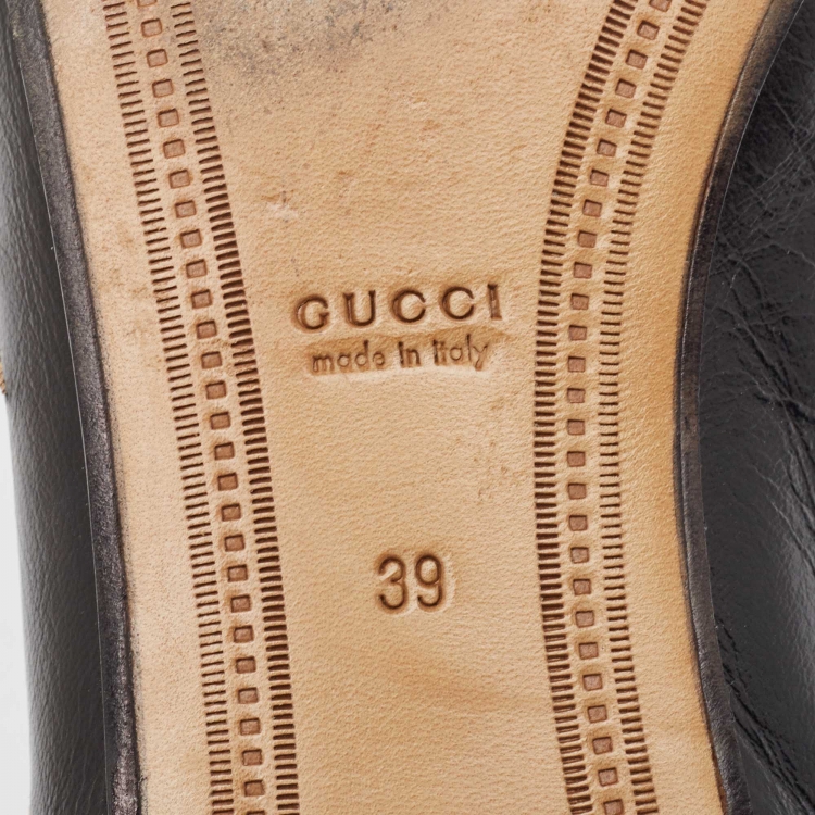 Pre Owned Gucci Black Leather Jordaan Loafers Size 39