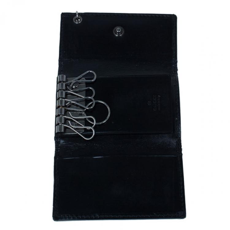 Pre Owned Gucci Black GG Diamante Key Case Holder