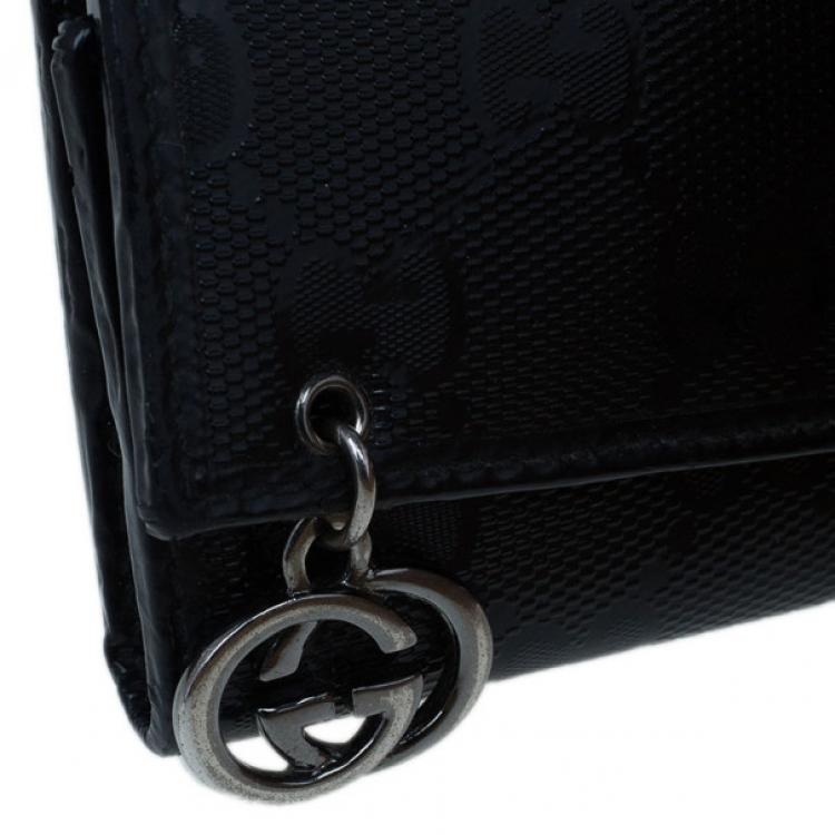 Pre Owned Gucci Black GG Diamante Key Case Holder