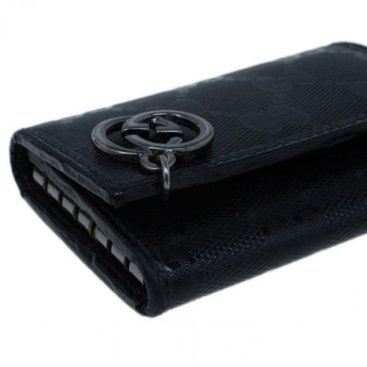 Pre Owned Gucci Black GG Diamante Key Case Holder