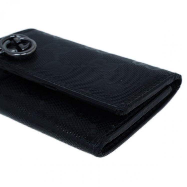 Pre Owned Gucci Black GG Diamante Key Case Holder
