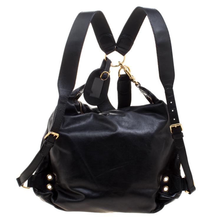 Pre Owned Gucci Black Leather Medium Darwin Convertible Backpack