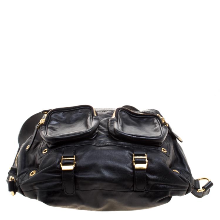 Pre Owned Gucci Black Leather Medium Darwin Convertible Backpack