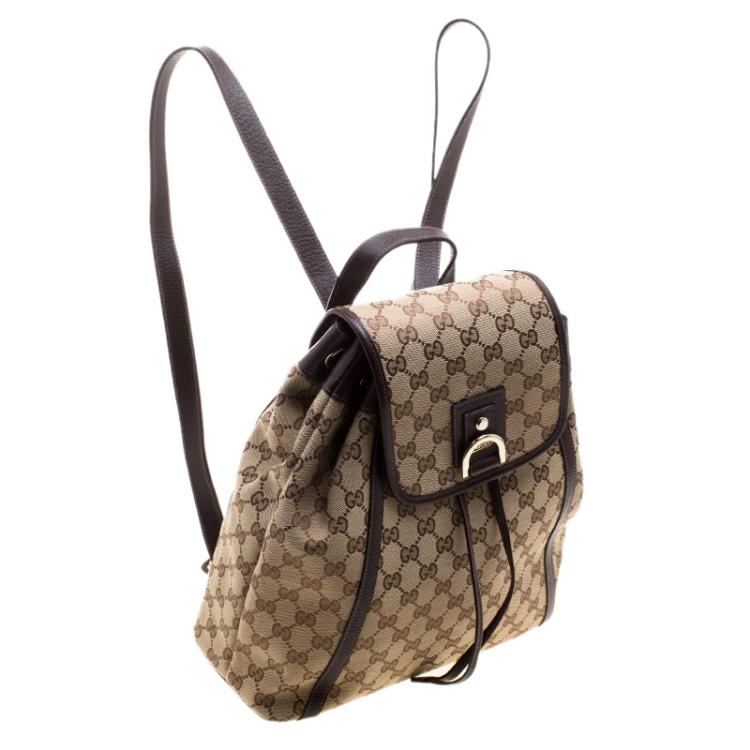 مملوكة مسبقًا Gucci Beige/Ebony GG Canvas Abbey Backpack