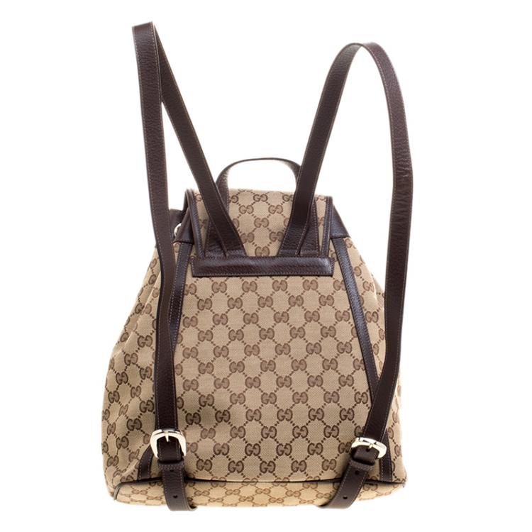 مملوكة مسبقًا Gucci Beige/Ebony GG Canvas Abbey Backpack