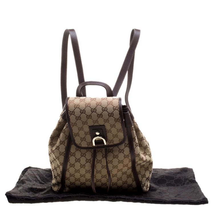 مملوكة مسبقًا Gucci Beige/Ebony GG Canvas Abbey Backpack