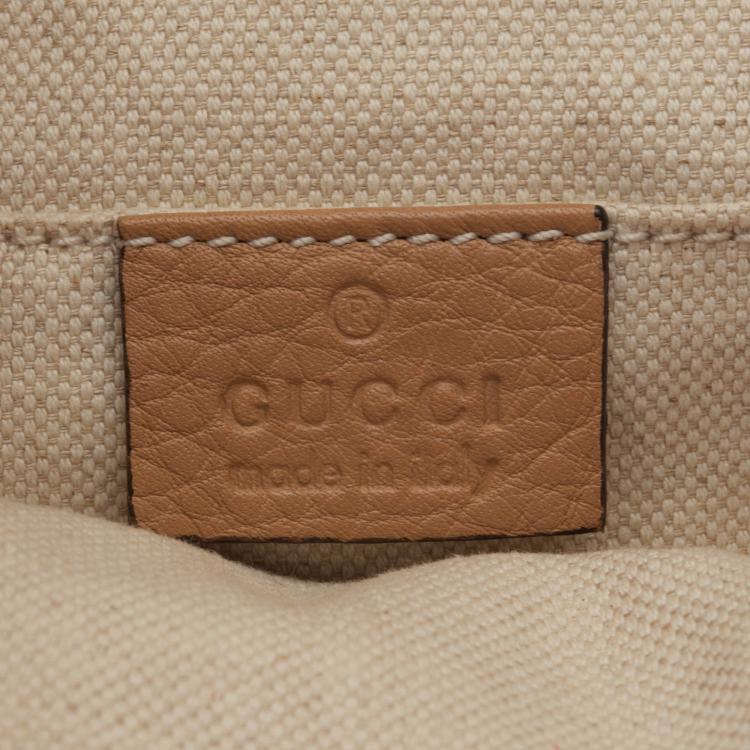 Pre Owned Gucci Brown Pebbled Leather Bamboo Backpack
