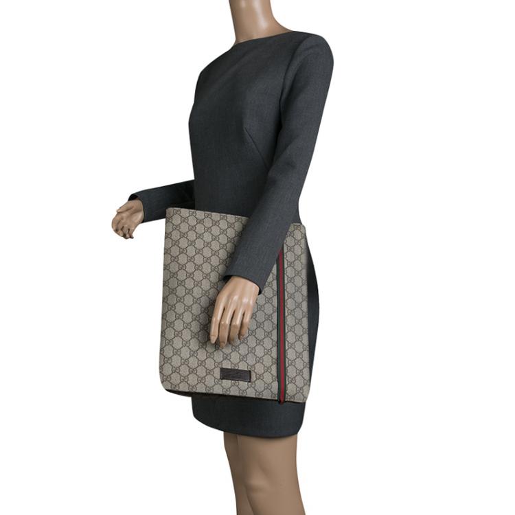 Pre Owned Gucci Beige GG Supreme Canvas Portfolio Document Case