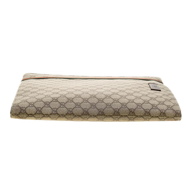 Pre Owned Gucci Beige GG Supreme Canvas Portfolio Document Case