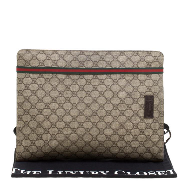Pre Owned Gucci Beige GG Supreme Canvas Portfolio Document Case
