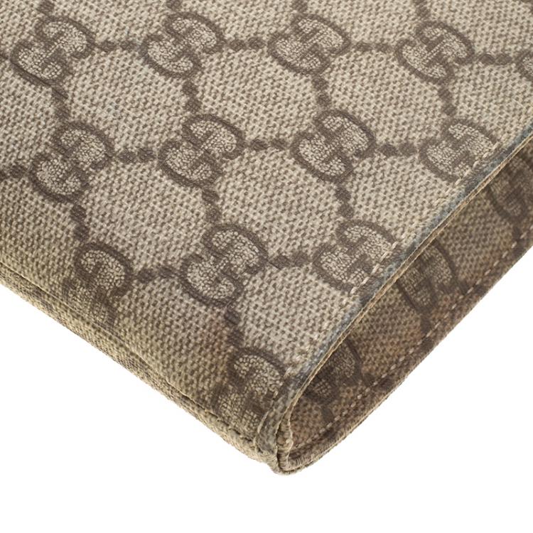 Pre Owned Gucci Beige GG Supreme Canvas Portfolio Document Case
