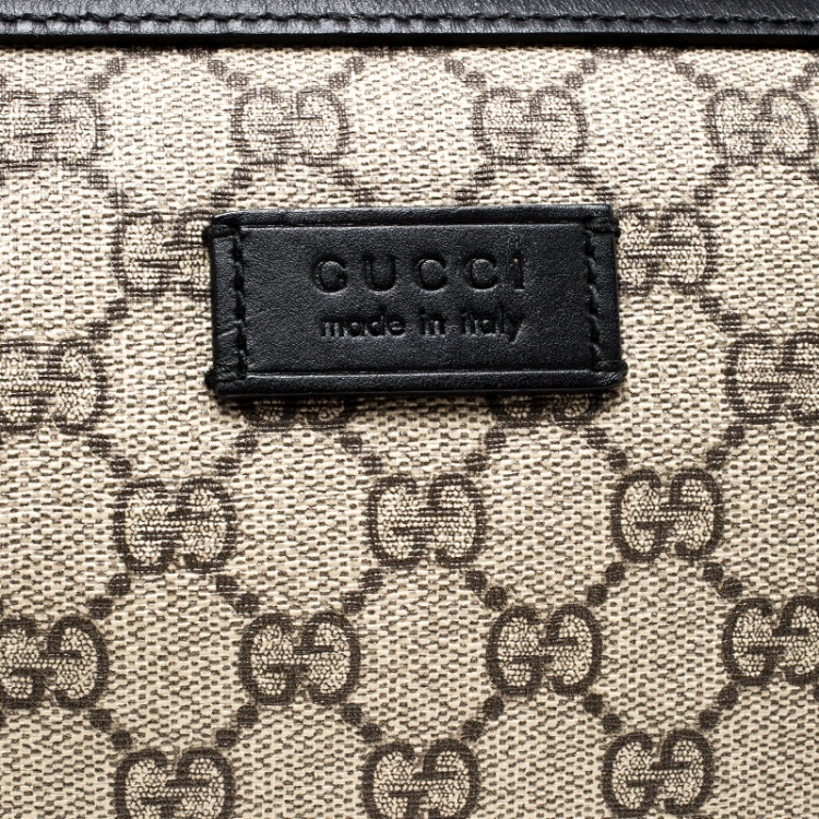 Pre Owned Gucci Beige/Black GG Supreme Canvas Toiletry Case