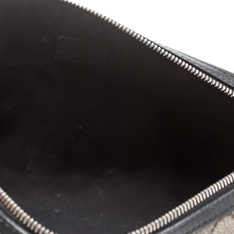 Pre Owned Gucci Beige/Black GG Supreme Canvas Toiletry Case