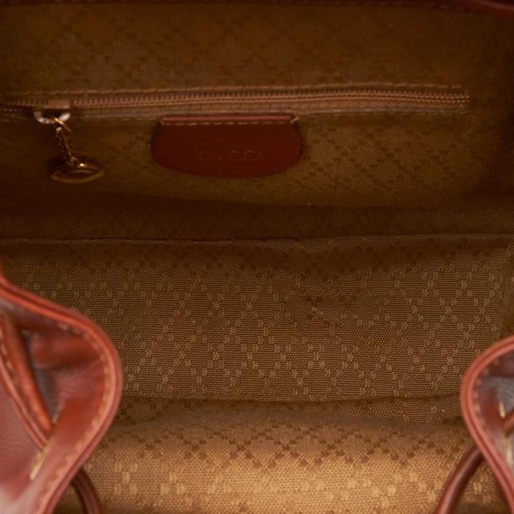 Pre Owned Gucci Bamboo Calfskin Leather Drawstring Backpack