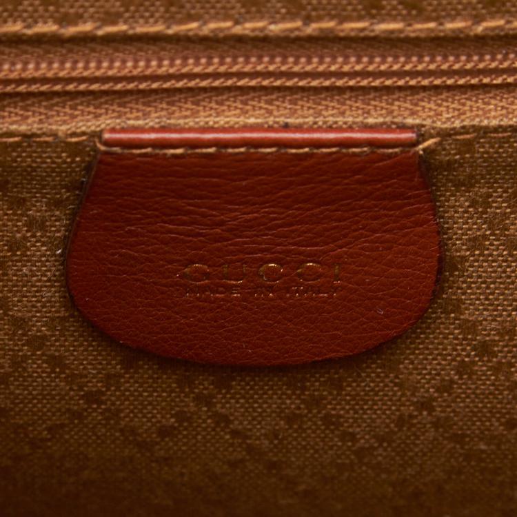 Pre Owned Gucci Bamboo Calfskin Leather Drawstring Backpack