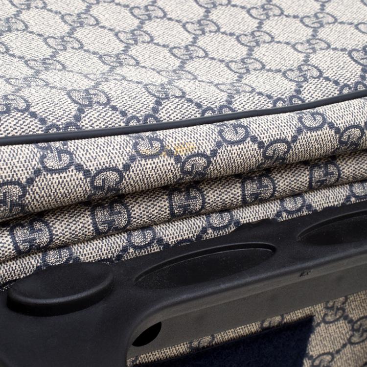 Pre Owned Gucci Beige/Blue GG Supreme Canvas Trolley Backpack Bag