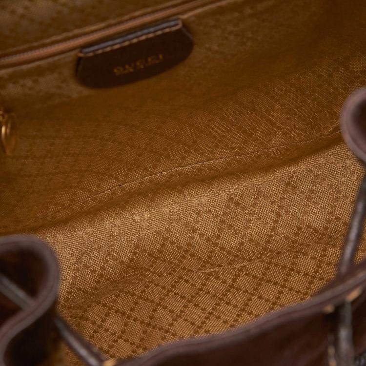 مملوكة مسبقًا Gucci Dark Bamboo Suede Drawstring Backpack