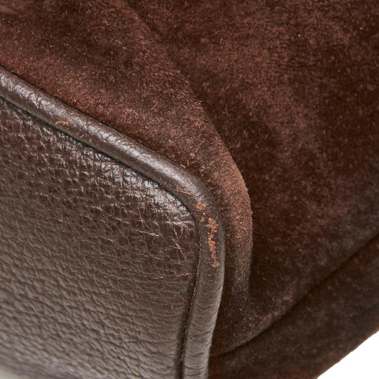 مملوكة مسبقًا Gucci Dark Bamboo Suede Drawstring Backpack