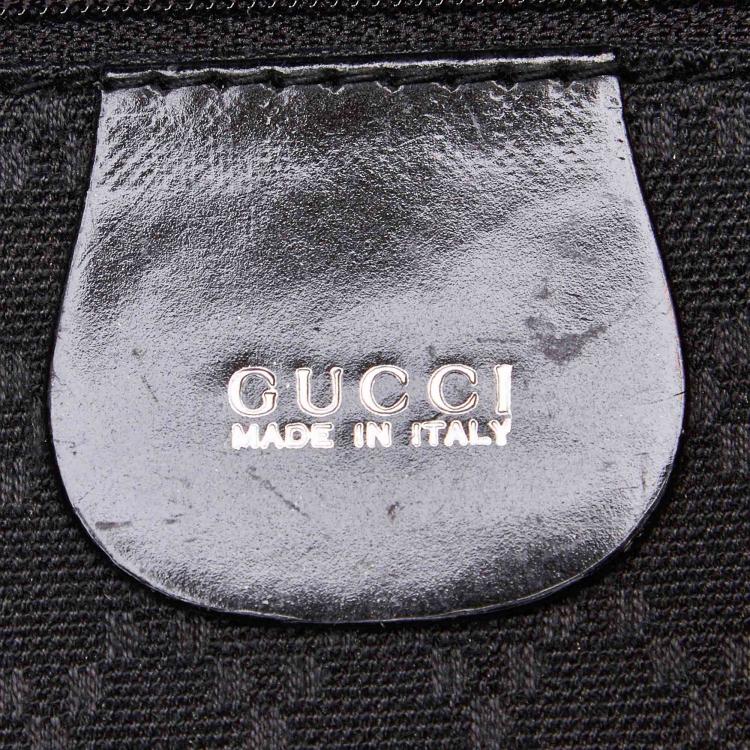 Pre Owned Gucci Black Bamboo Canvas Drawstring Backpack