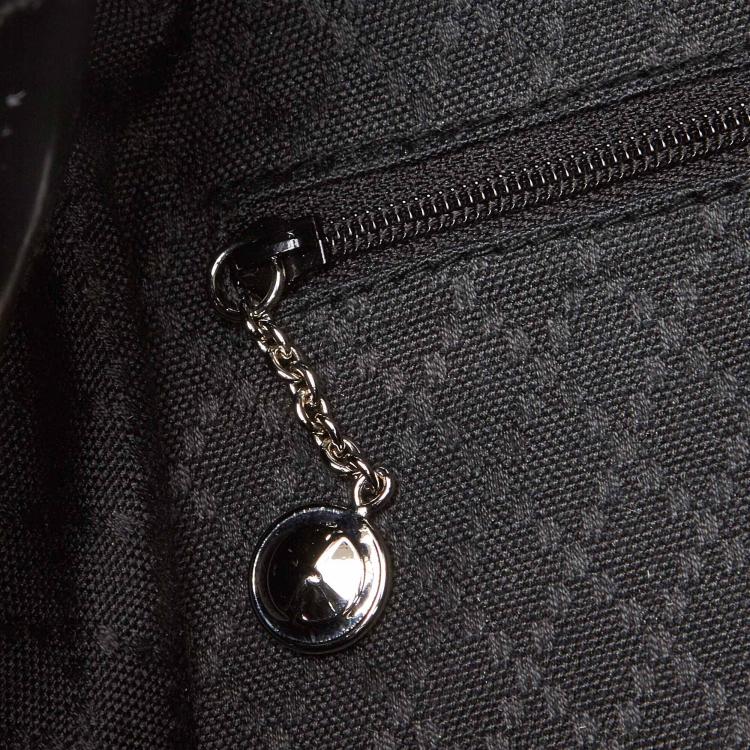 Pre Owned Gucci Black Bamboo Canvas Drawstring Backpack