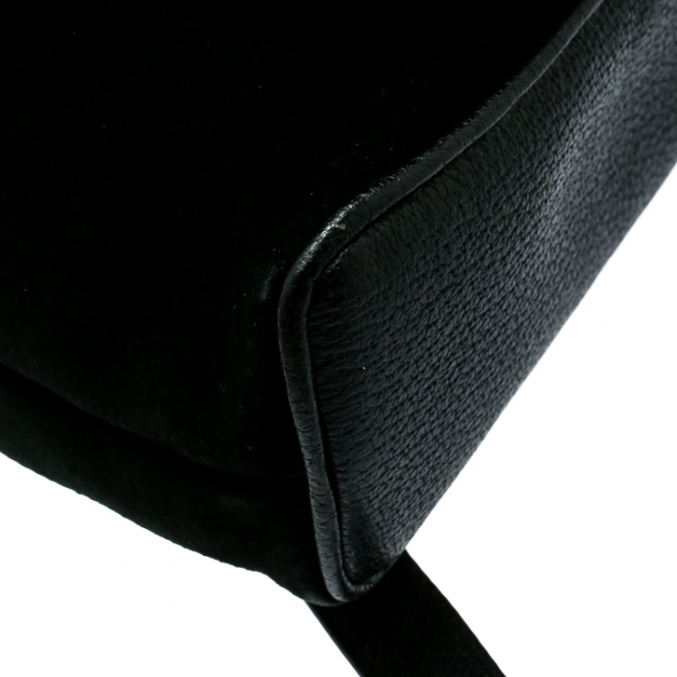 مملوكة مسبقًا Gucci Black Suede and Leather Mini Bamboo Handle Backpack Bag