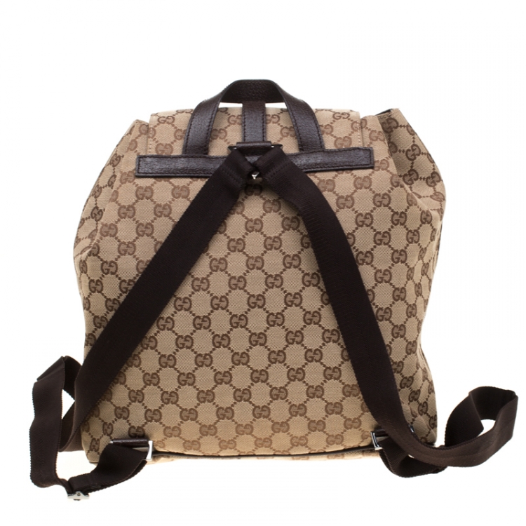 Pre Owned Gucci Beige GG Canvas Jackie Backpack