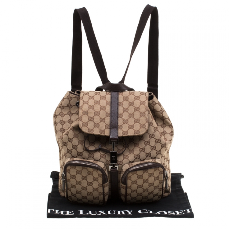 Pre Owned Gucci Beige GG Canvas Jackie Backpack
