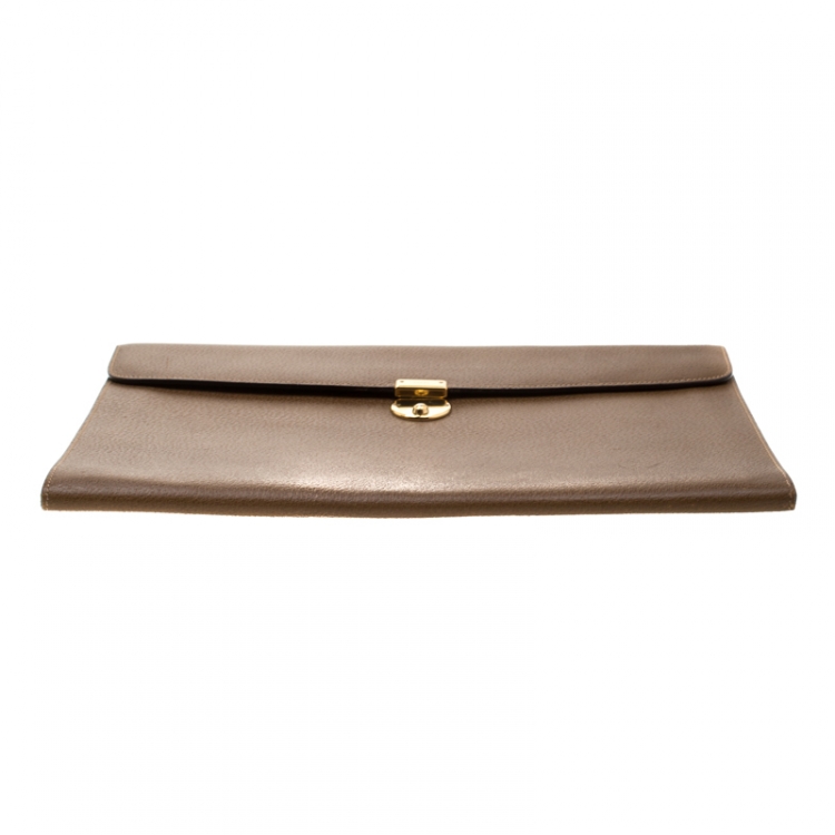 Pre Owned Gucci Brown Leather Vintage Document Case 