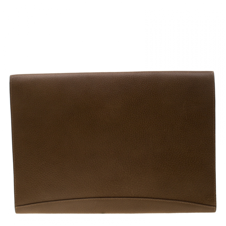 Pre Owned Gucci Brown Leather Vintage Document Case 