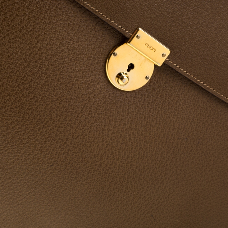Pre Owned Gucci Brown Leather Vintage Document Case 