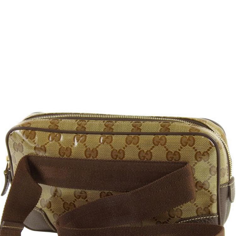 Gucci Beige GG Canvas Leather Belt Bag Gucci