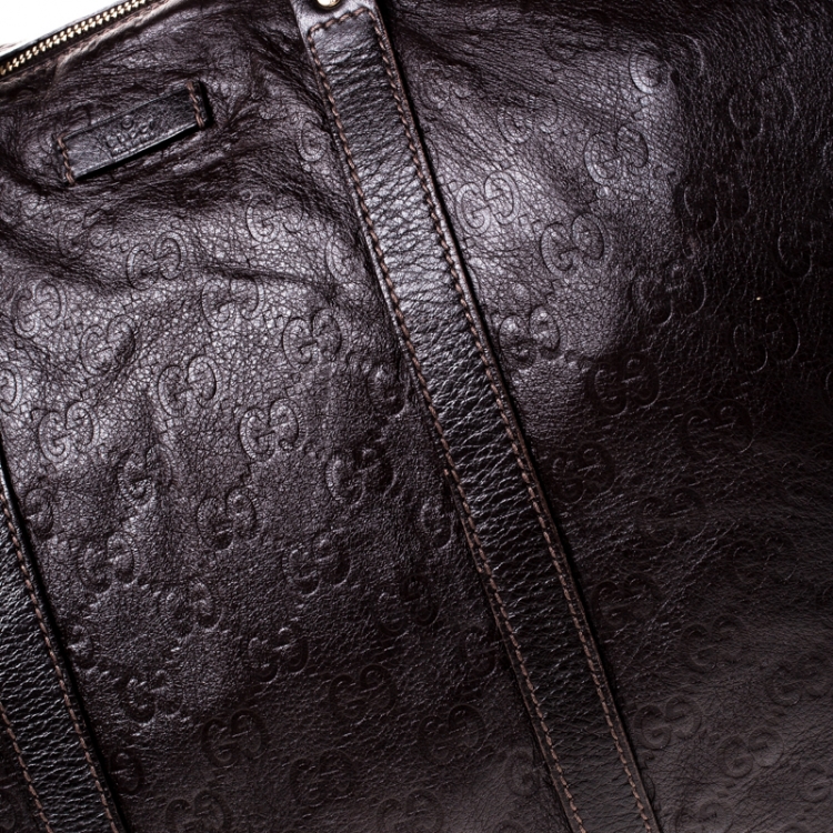 Pre Owned Gucci Brown Guccissima Leather Carry On Duffle Bag