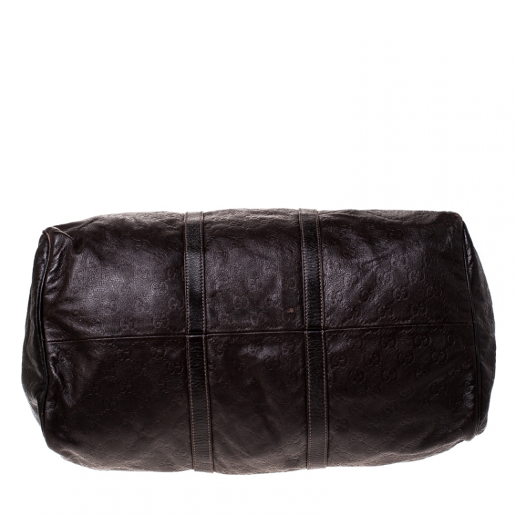Pre Owned Gucci Brown Guccissima Leather Carry On Duffle Bag