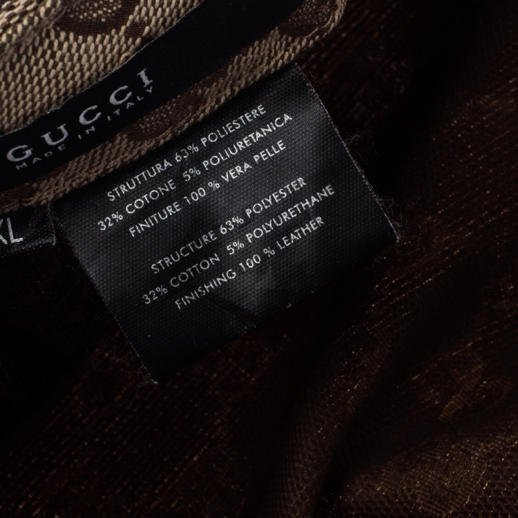 Pre Owned Gucci Brown & Beige Monogram Print Canvas Eyelet Detail Guccisima Military Hat XL