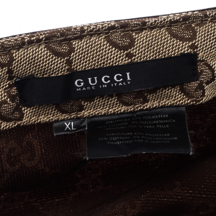 Pre Owned Gucci Brown & Beige Monogram Print Canvas Eyelet Detail Guccisima Military Hat XL