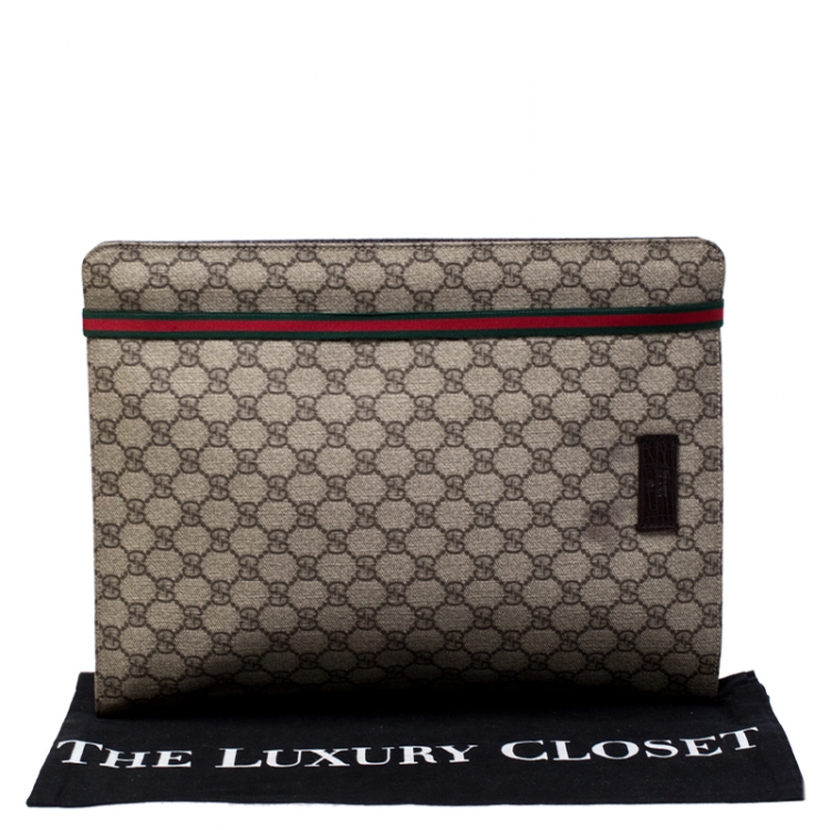 Pre Owned Gucci Beige GG Supreme Canvas Portfolio Document Case