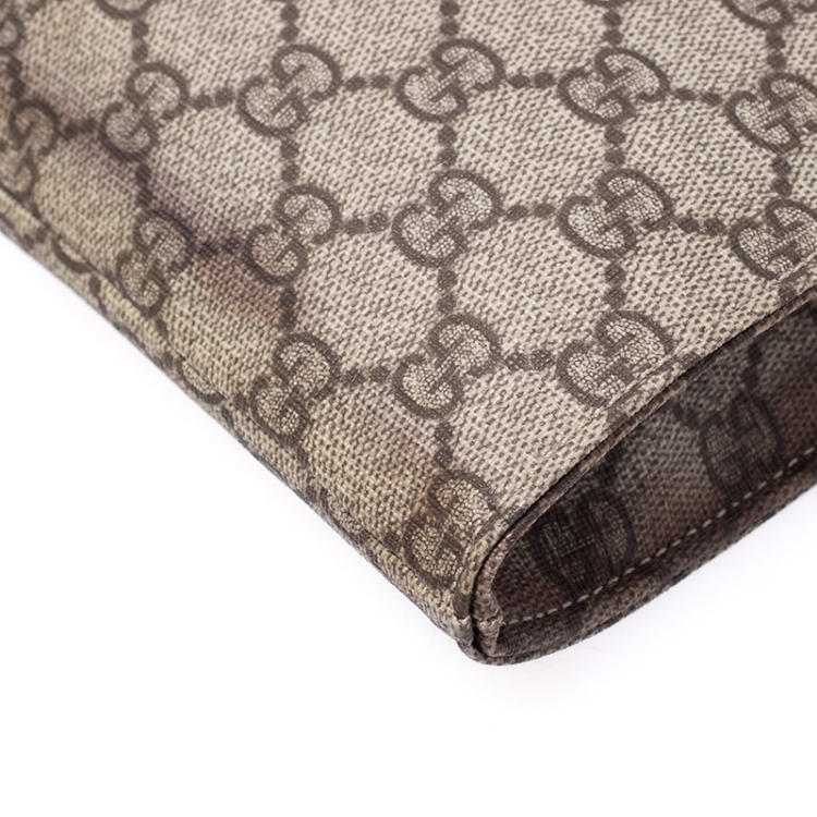 Pre Owned Gucci Beige GG Supreme Canvas Portfolio Document Case
