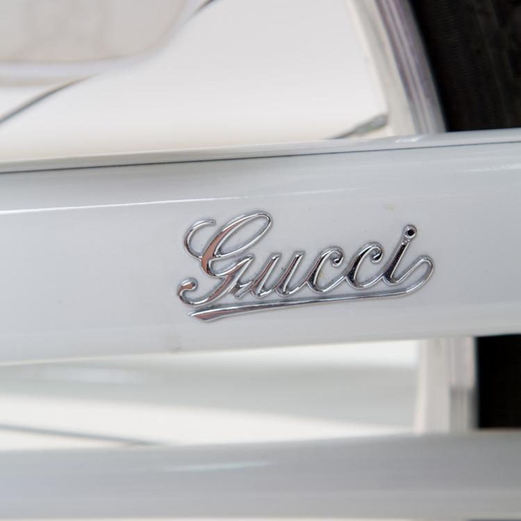 Pre Owned Gucci White Carbon Fiber & Aluminum Limited Edition Bicycle with Monogram Saddle Bags