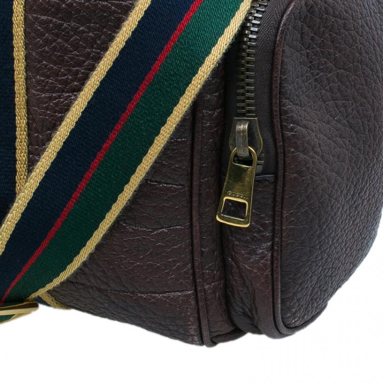 Pre Owned Gucci Brown Leather Duffle Travel Bag