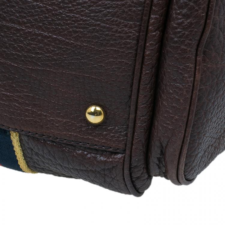 Pre Owned Gucci Brown Leather Duffle Travel Bag