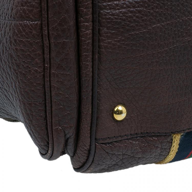 Pre Owned Gucci Brown Leather Duffle Travel Bag