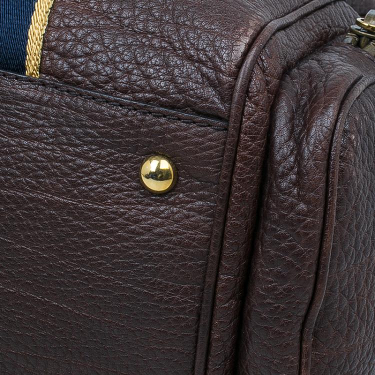Pre Owned Gucci Brown Leather Duffle Travel Bag