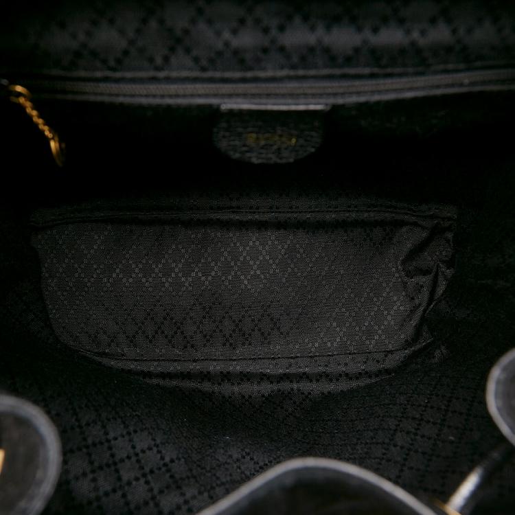 مملوكة مسبقًا Gucci Black Bamboo Suede Drawstring Backpack